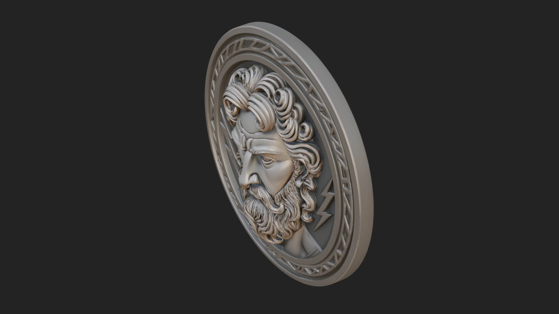 Lightning Sky God Oval Plaque Design 5 3D Print Model 3D Model