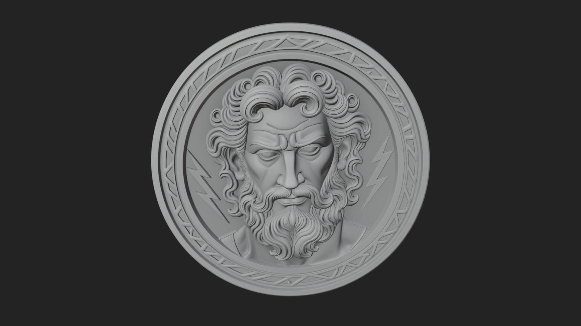Lightning Sky God Oval Plaque Design 5 3D Print Model 3D Model
