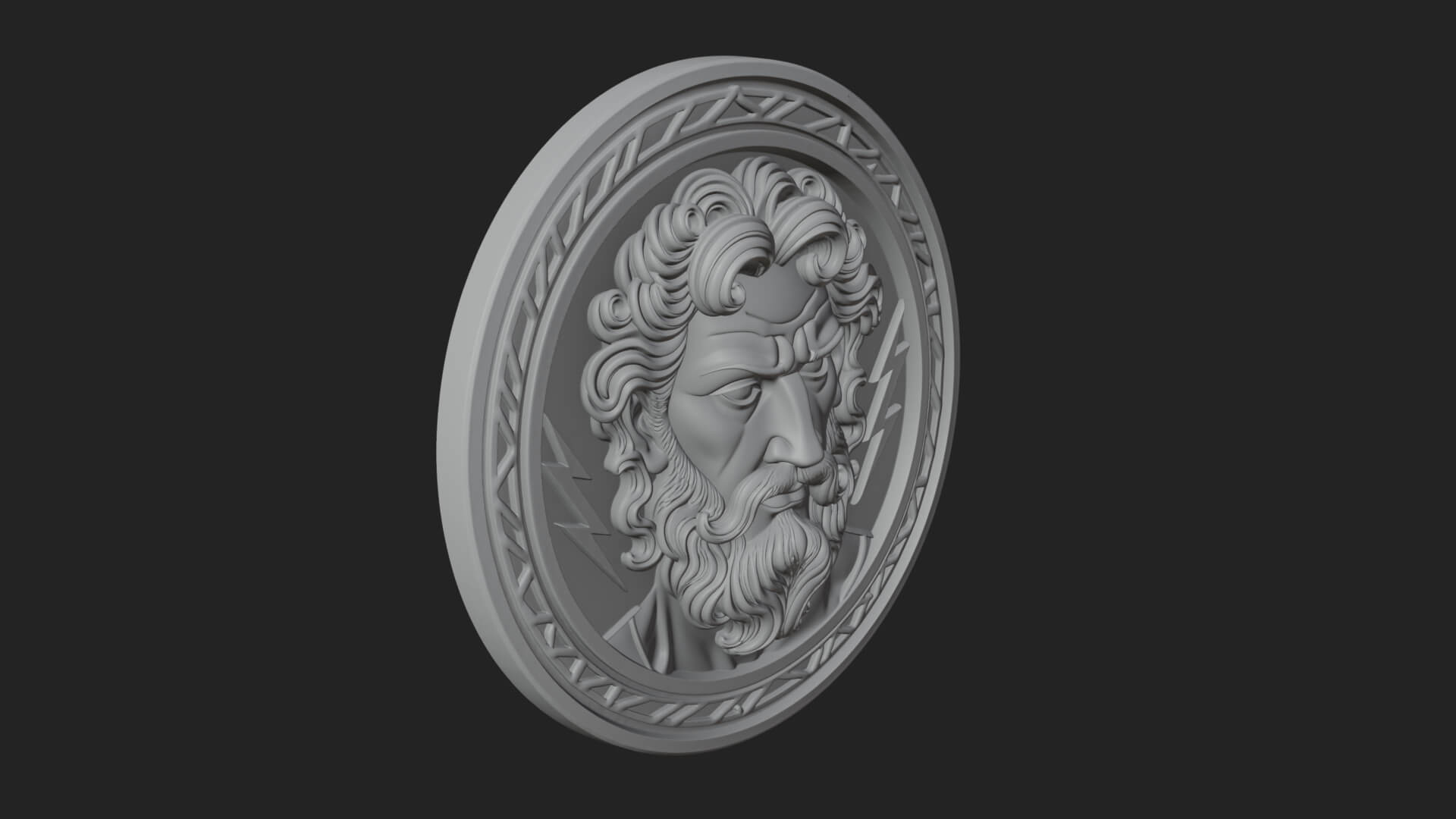 Lightning Sky God Oval Plaque Design 5 3D Print Model 3D Model