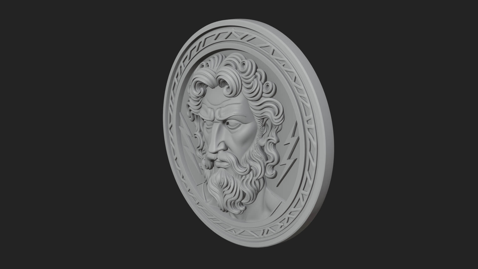 Lightning Sky God Oval Plaque Design 5 3D Print Model 3D Model