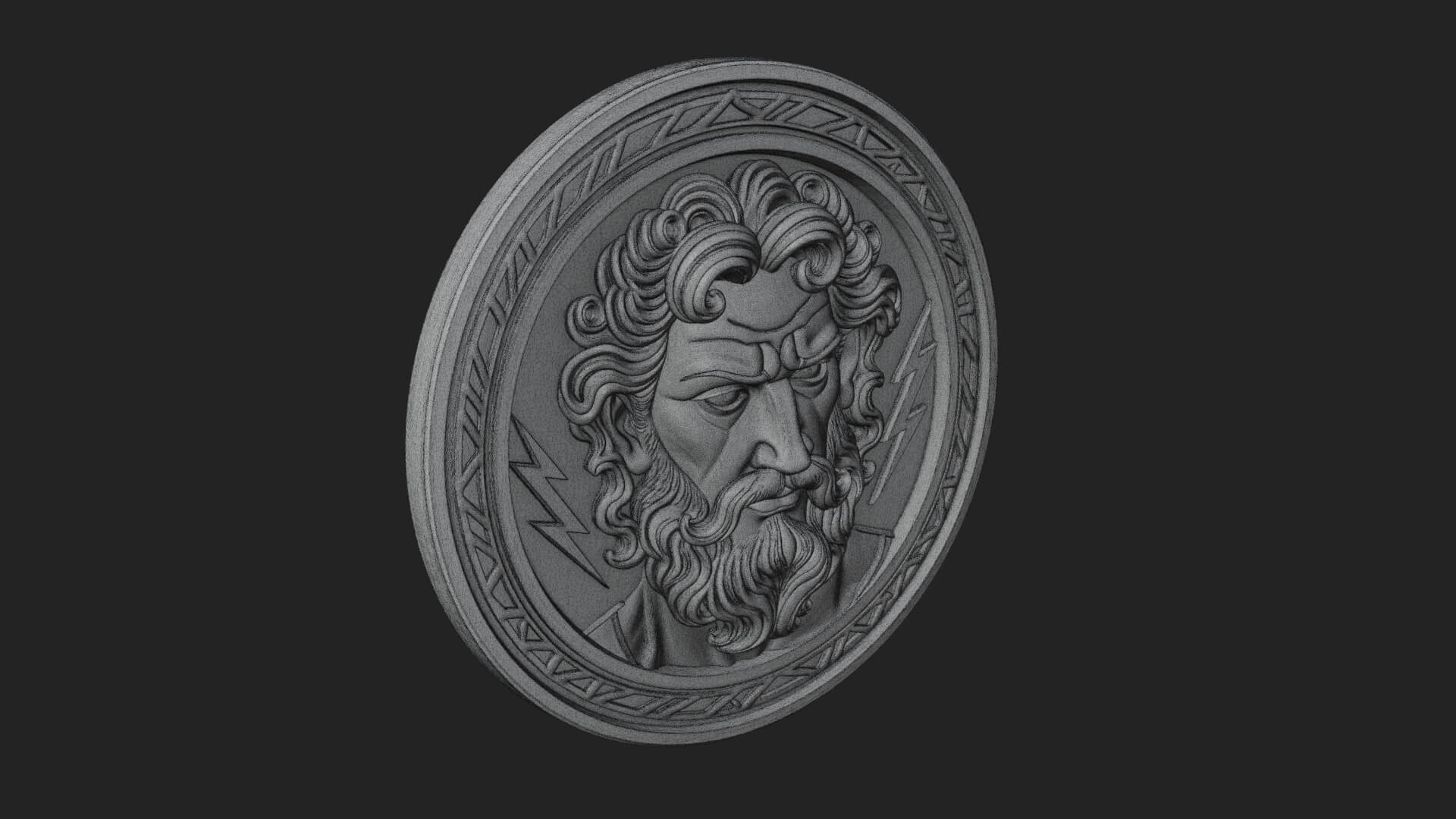Lightning Sky God Oval Plaque Design 5 3D Print Model 3D Model