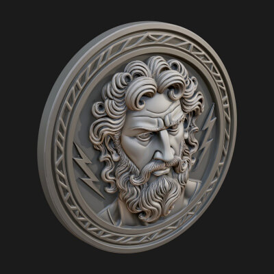 Lightning Sky God Oval Plaque Design 5 3D Print Model