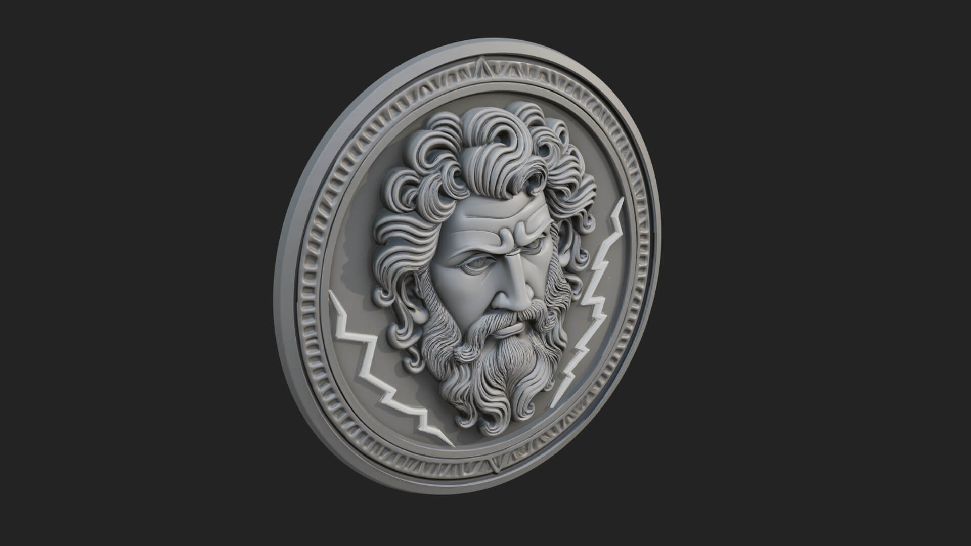 Lightning Sky God Oval Plaque Design 6 3D Print Model 3D Model