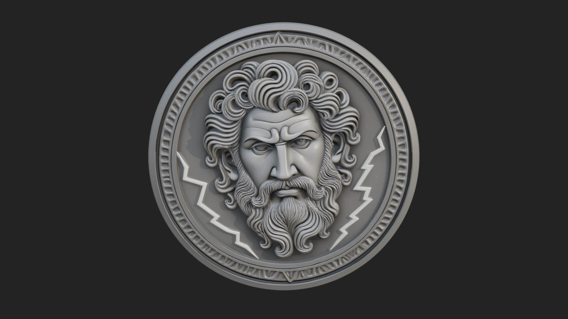 Lightning Sky God Oval Plaque Design 6 3D Print Model 3D Model