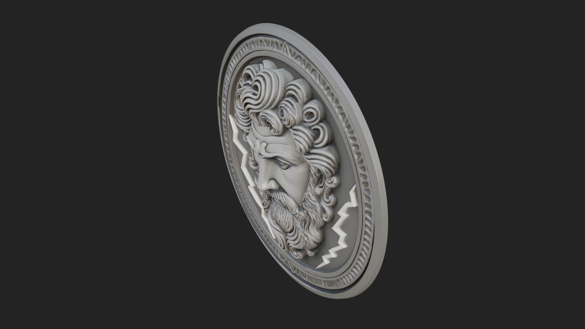 Lightning Sky God Oval Plaque Design 6 3D Print Model 3D Model