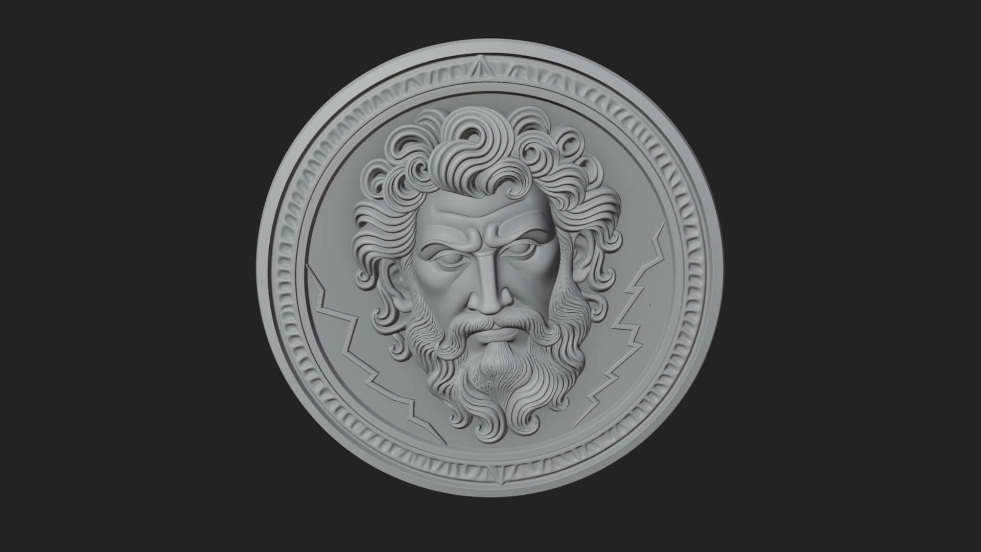 Lightning Sky God Oval Plaque Design 6 3D Print Model 3D Model