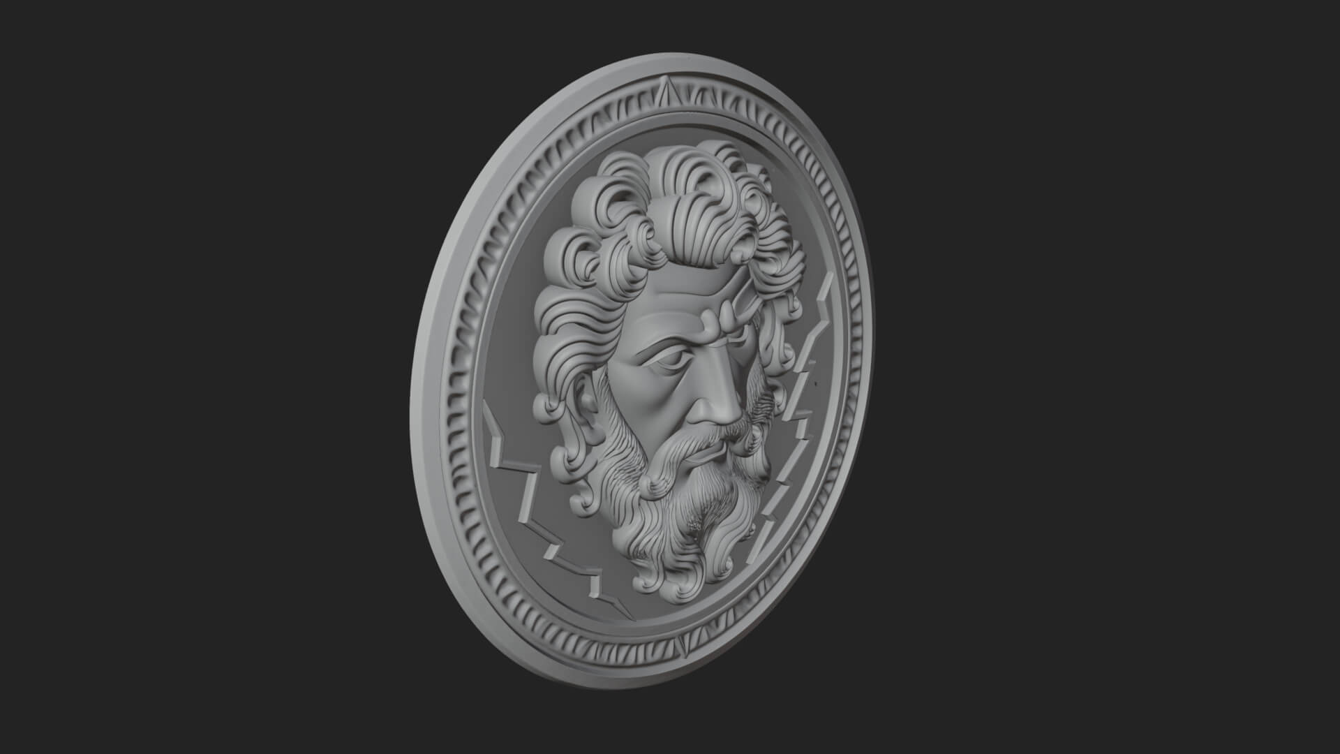 Lightning Sky God Oval Plaque Design 6 3D Print Model 3D Model