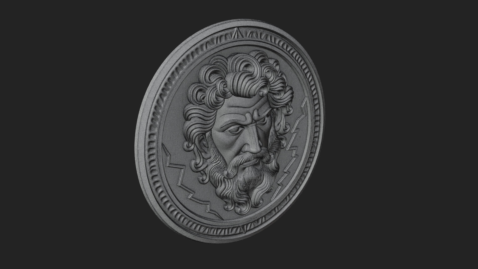 Lightning Sky God Oval Plaque Design 6 3D Print Model 3D Model