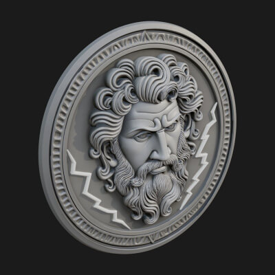 Lightning Sky God Oval Plaque Design 6 3D Print Model
