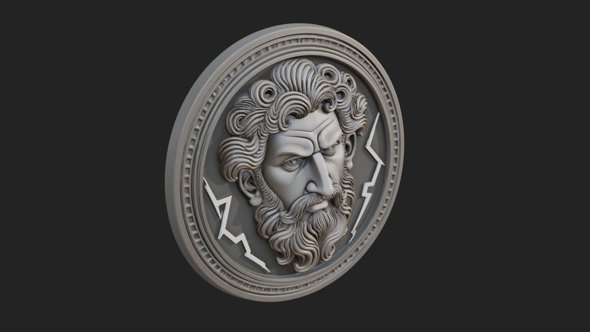 Lightning Sky God Oval Plaque Design 7 3D Print Model 3D Model