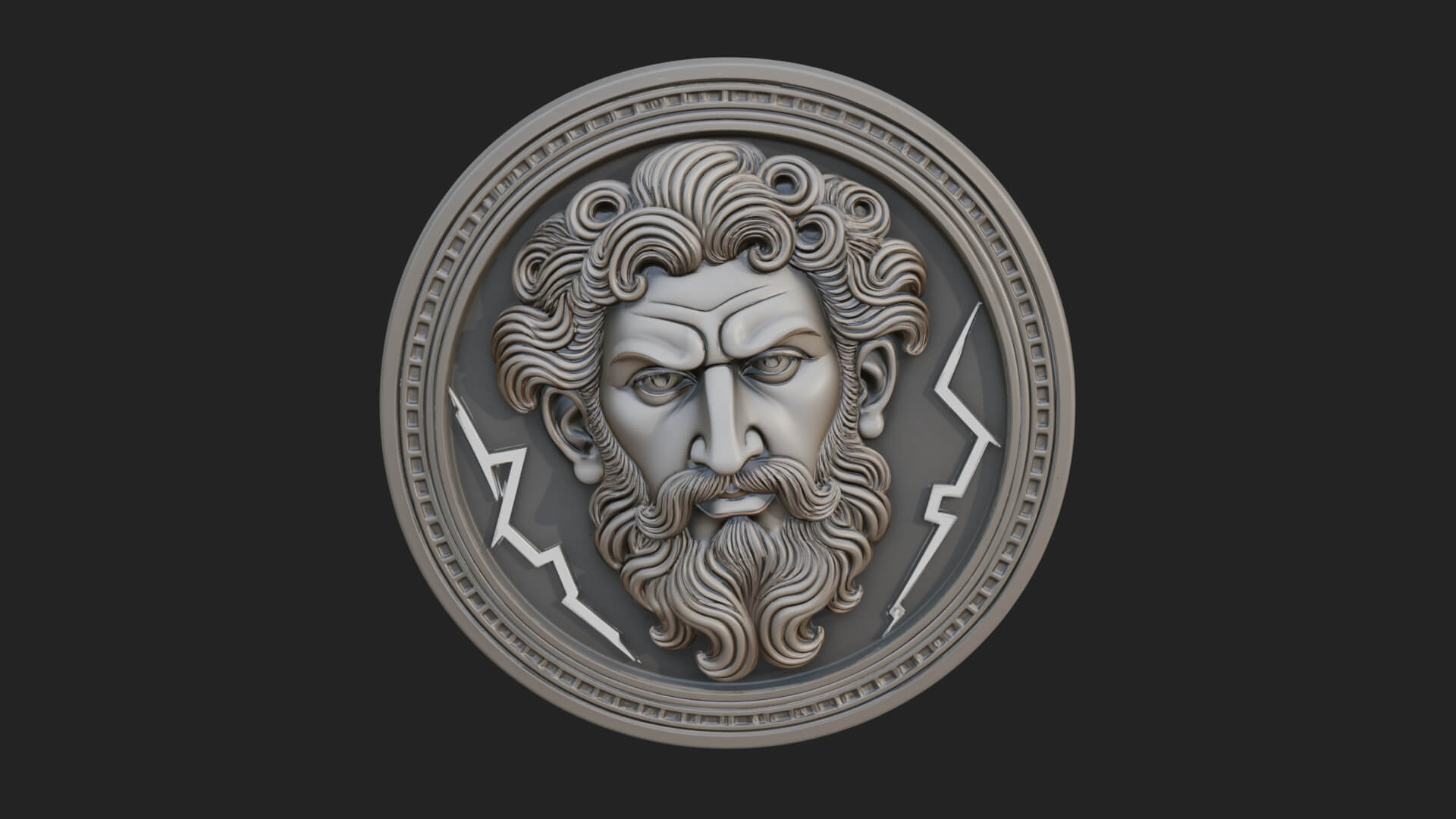 Lightning Sky God Oval Plaque Design 7 3D Print Model 3D Model