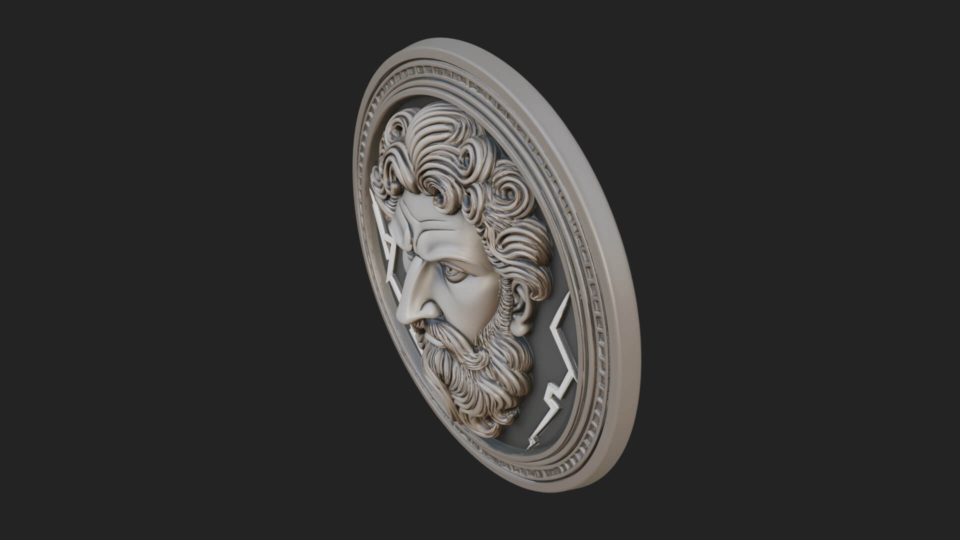 Lightning Sky God Oval Plaque Design 7 3D Print Model 3D Model