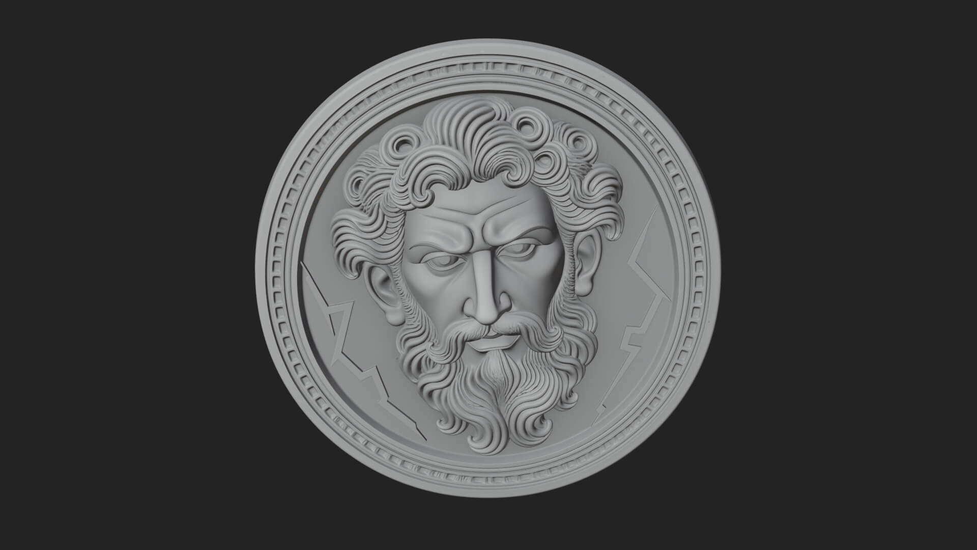 Lightning Sky God Oval Plaque Design 7 3D Print Model 3D Model