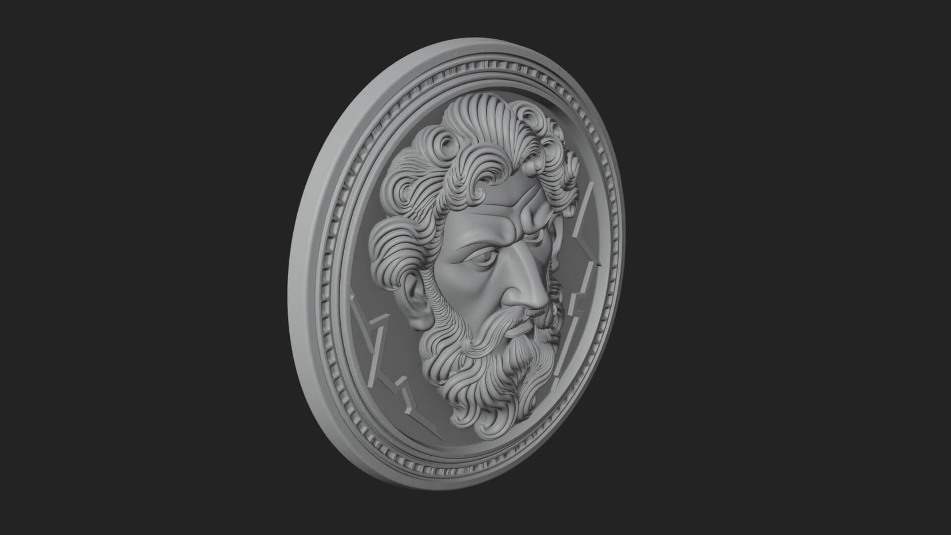 Lightning Sky God Oval Plaque Design 7 3D Print Model 3D Model