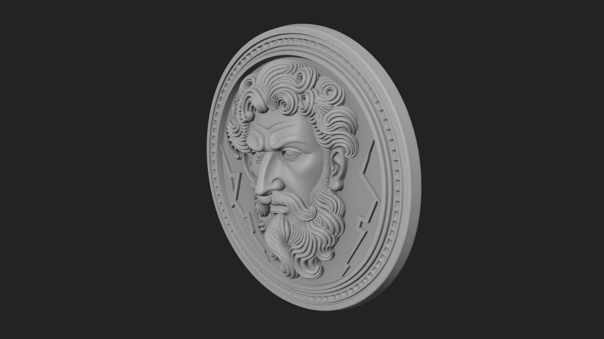 Lightning Sky God Oval Plaque Design 7 3D Print Model 3D Model