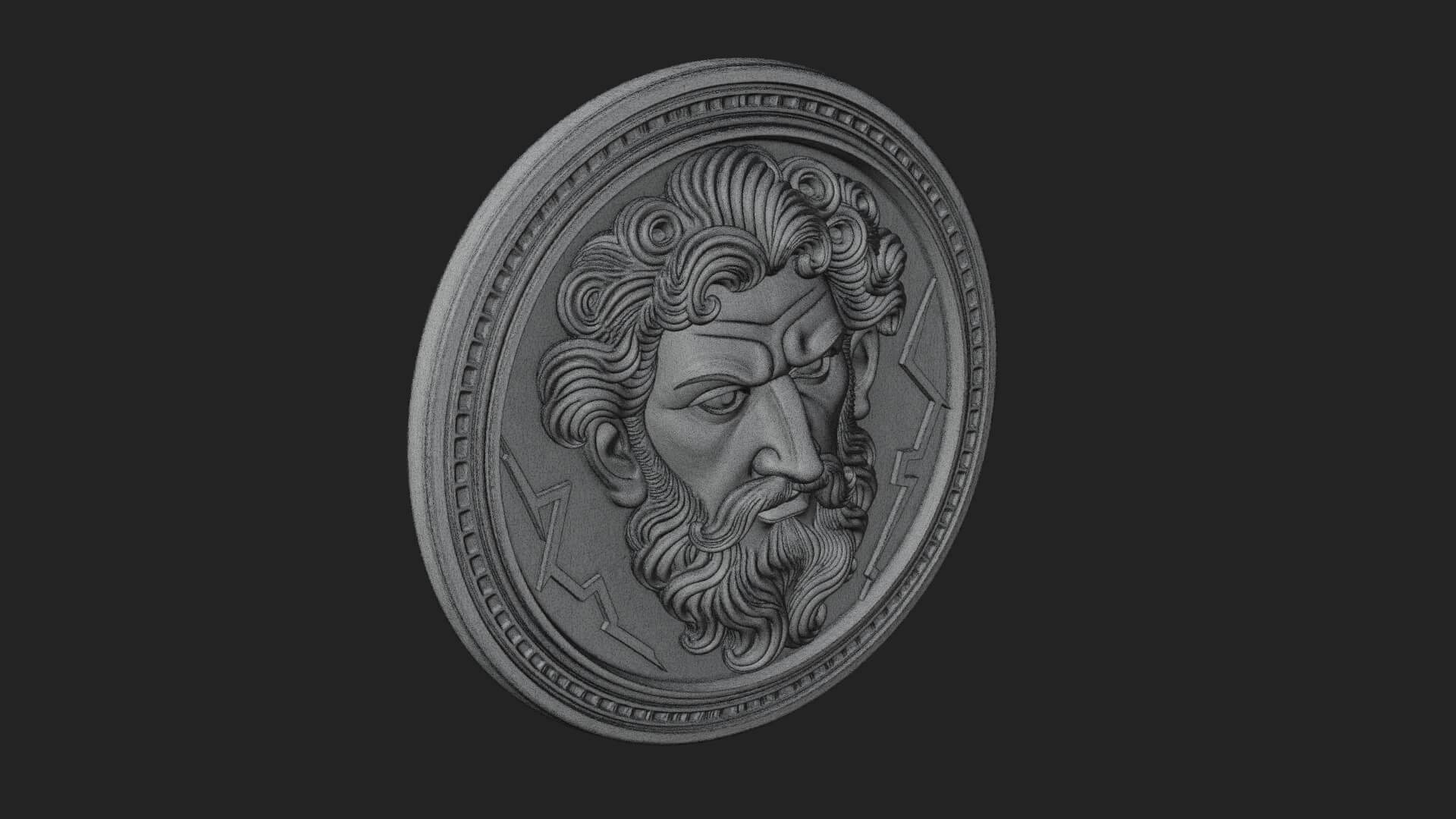 Lightning Sky God Oval Plaque Design 7 3D Print Model 3D Model