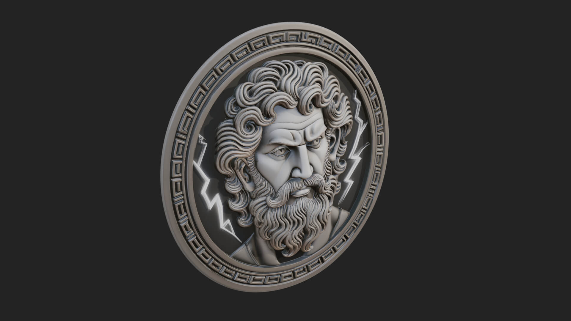 Lightning Sky God Oval Plaque Design 8 3D Print Model 3D Model