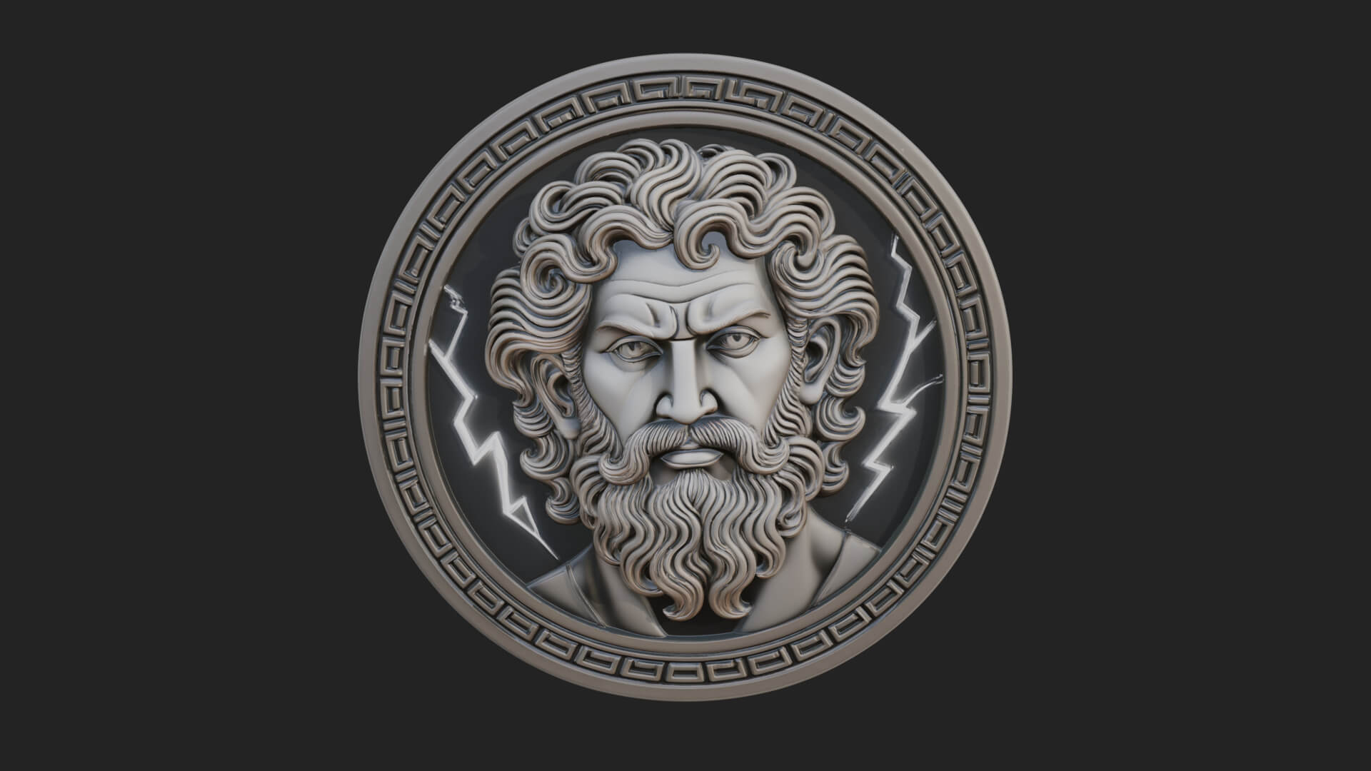Lightning Sky God Oval Plaque Design 8 3D Print Model 3D Model