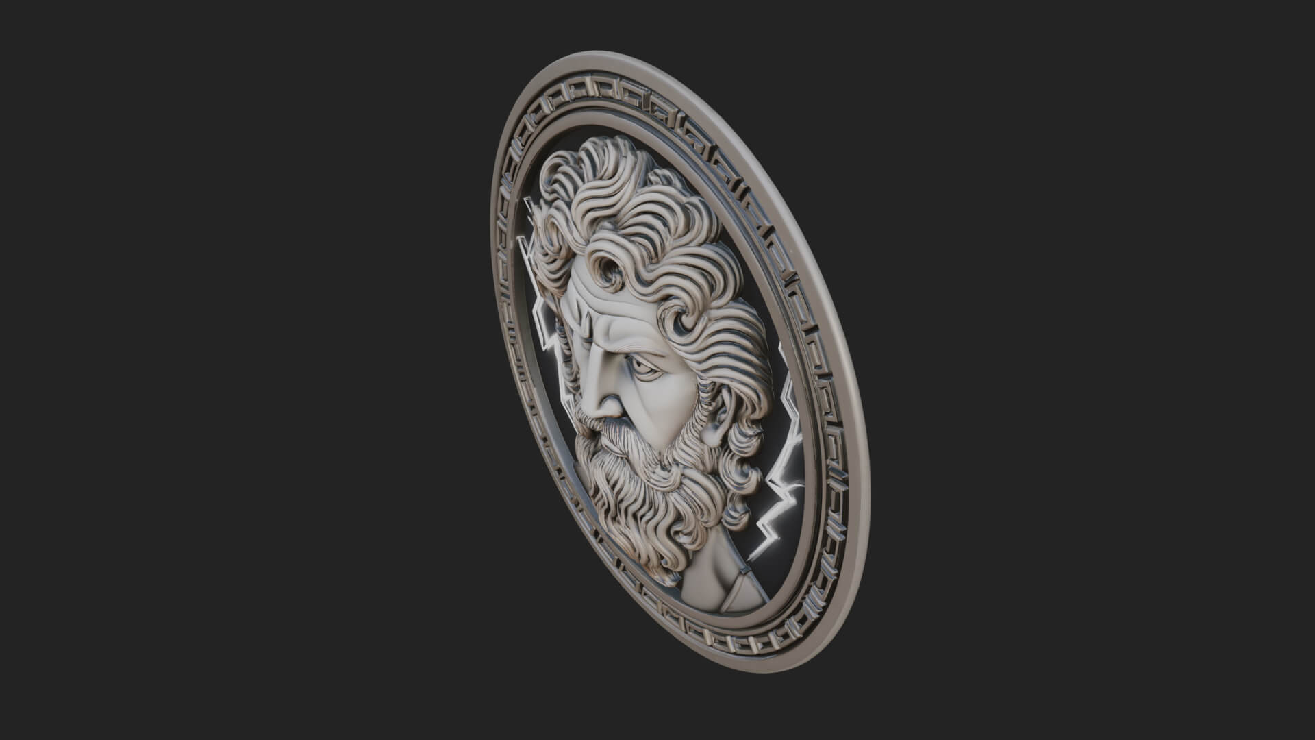 Lightning Sky God Oval Plaque Design 8 3D Print Model 3D Model