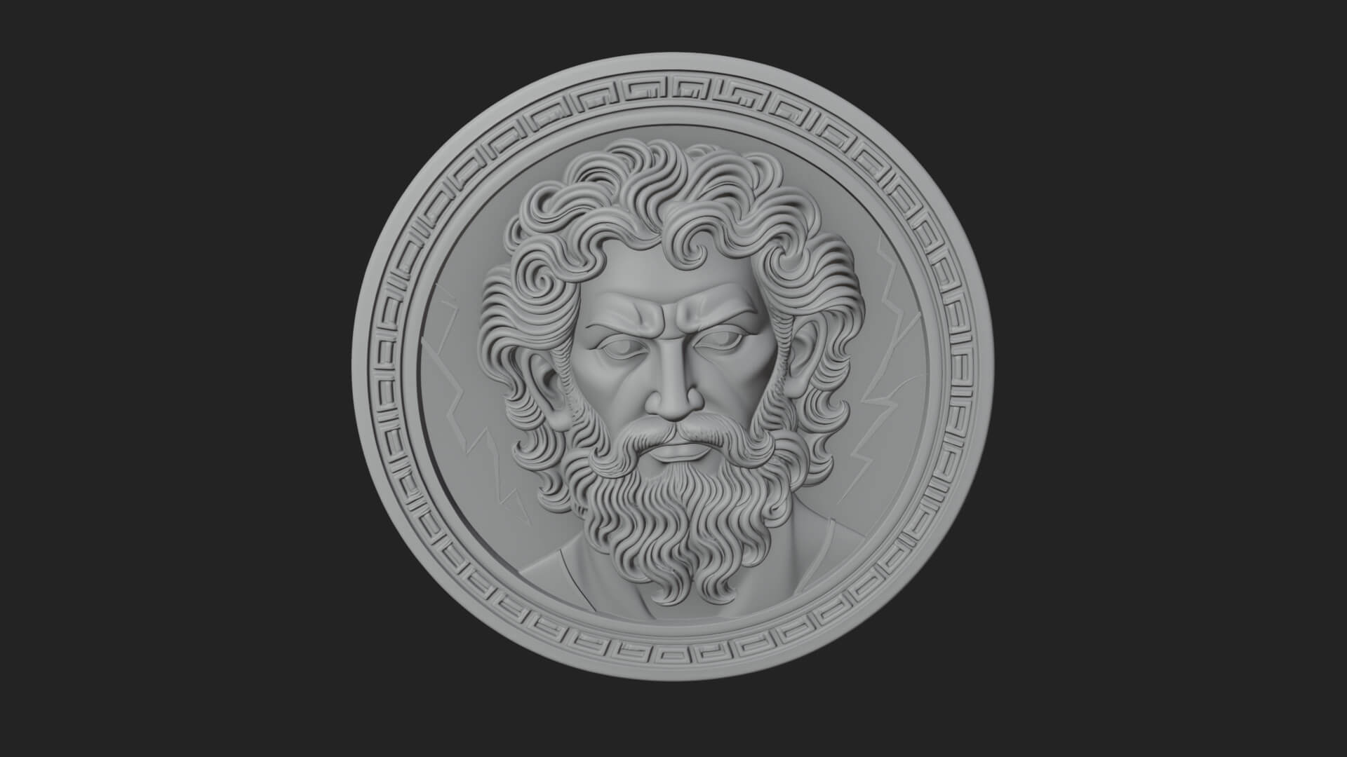 Lightning Sky God Oval Plaque Design 8 3D Print Model 3D Model