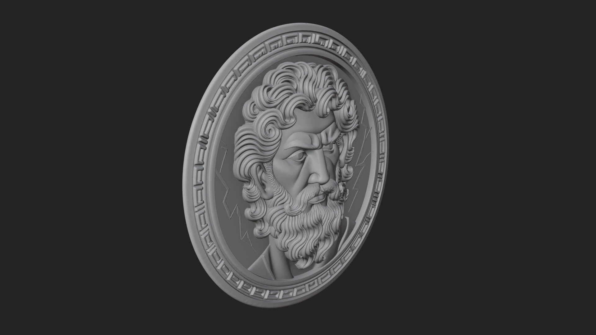 Lightning Sky God Oval Plaque Design 8 3D Print Model 3D Model