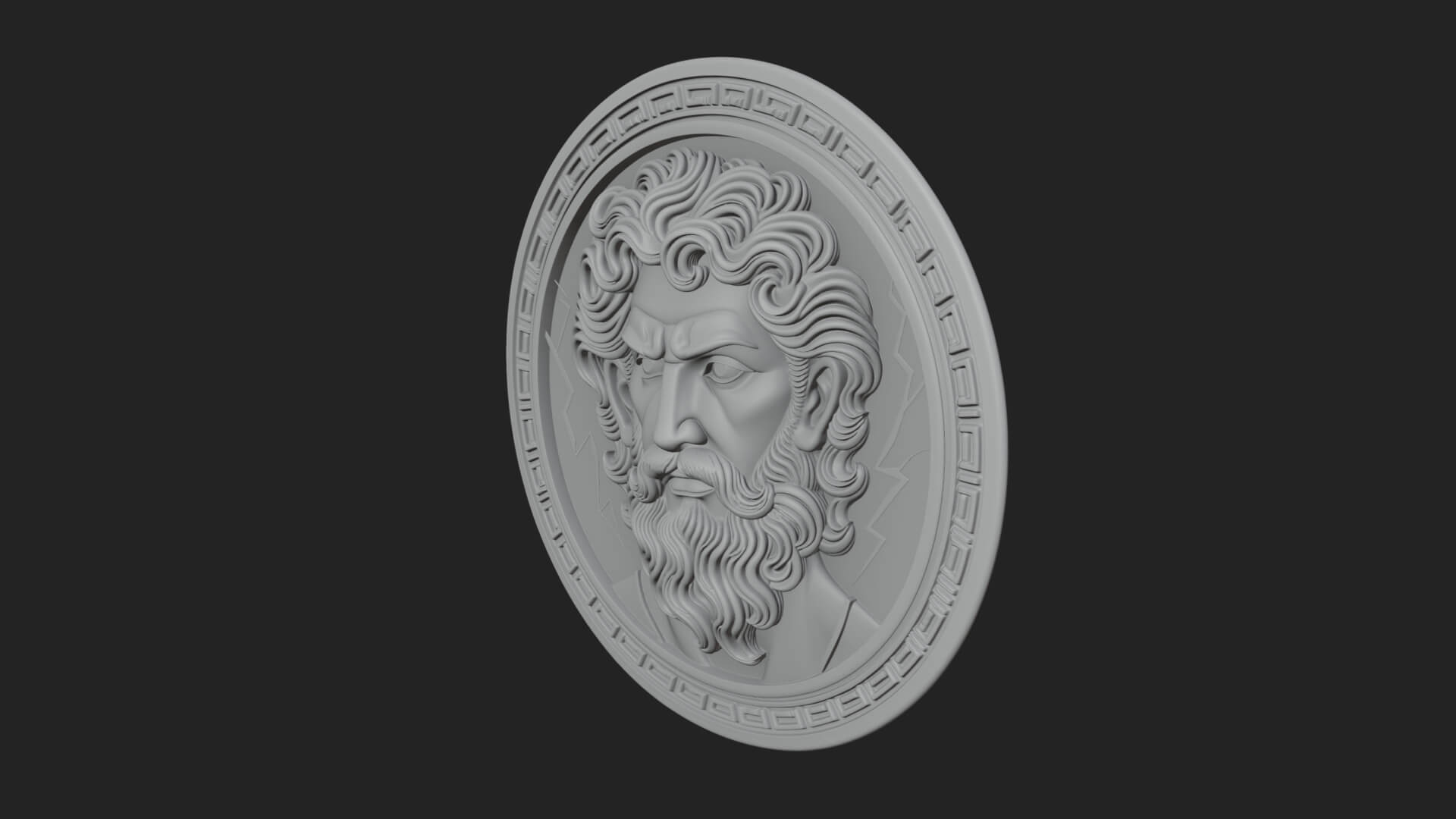 Lightning Sky God Oval Plaque Design 8 3D Print Model 3D Model