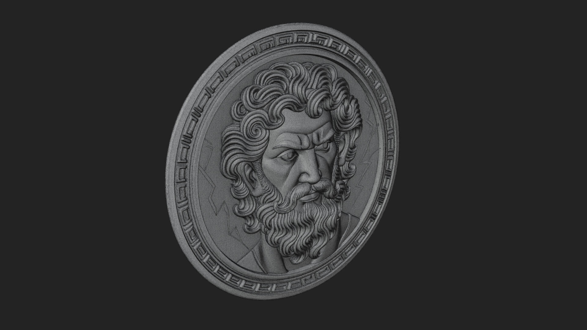 Lightning Sky God Oval Plaque Design 8 3D Print Model 3D Model