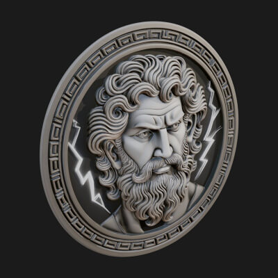 Lightning Sky God Oval Plaque Design 8 3D Print Model