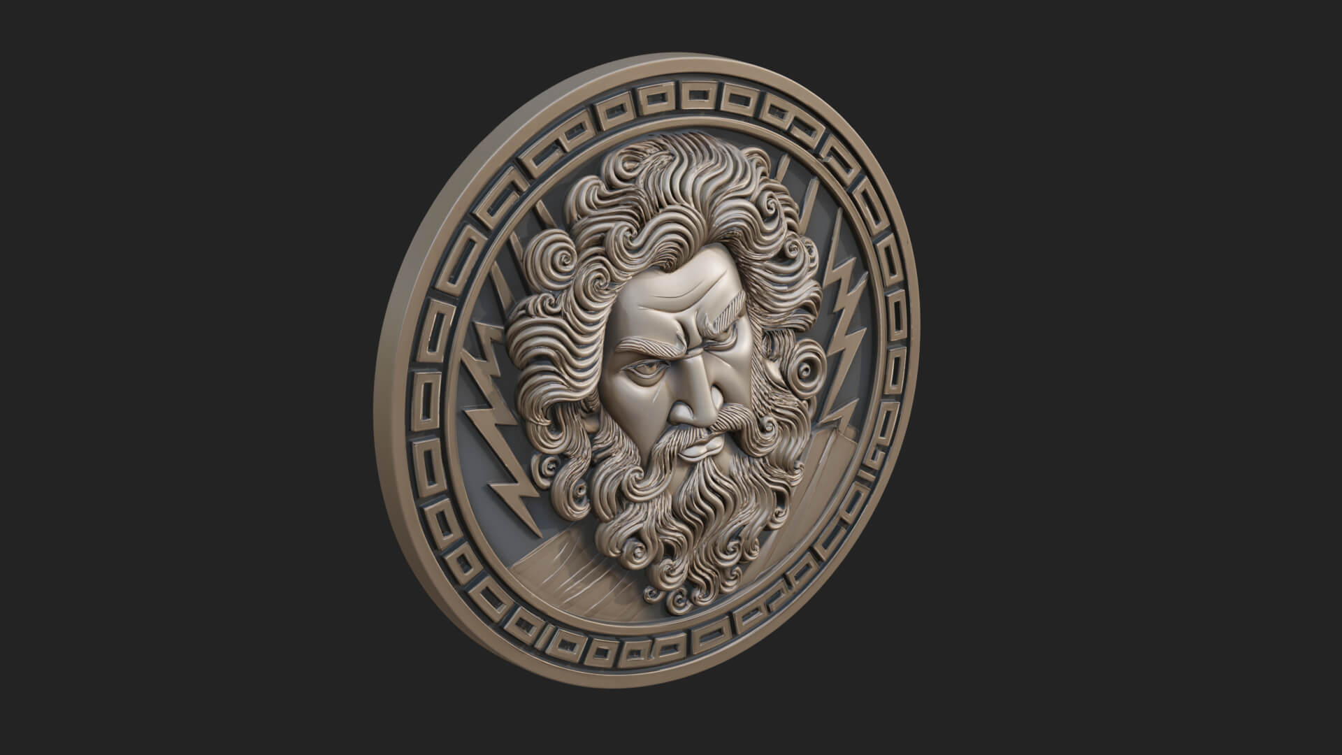 Lightning Sky God Oval Plaque Design 9 3D Print Model 3D Model