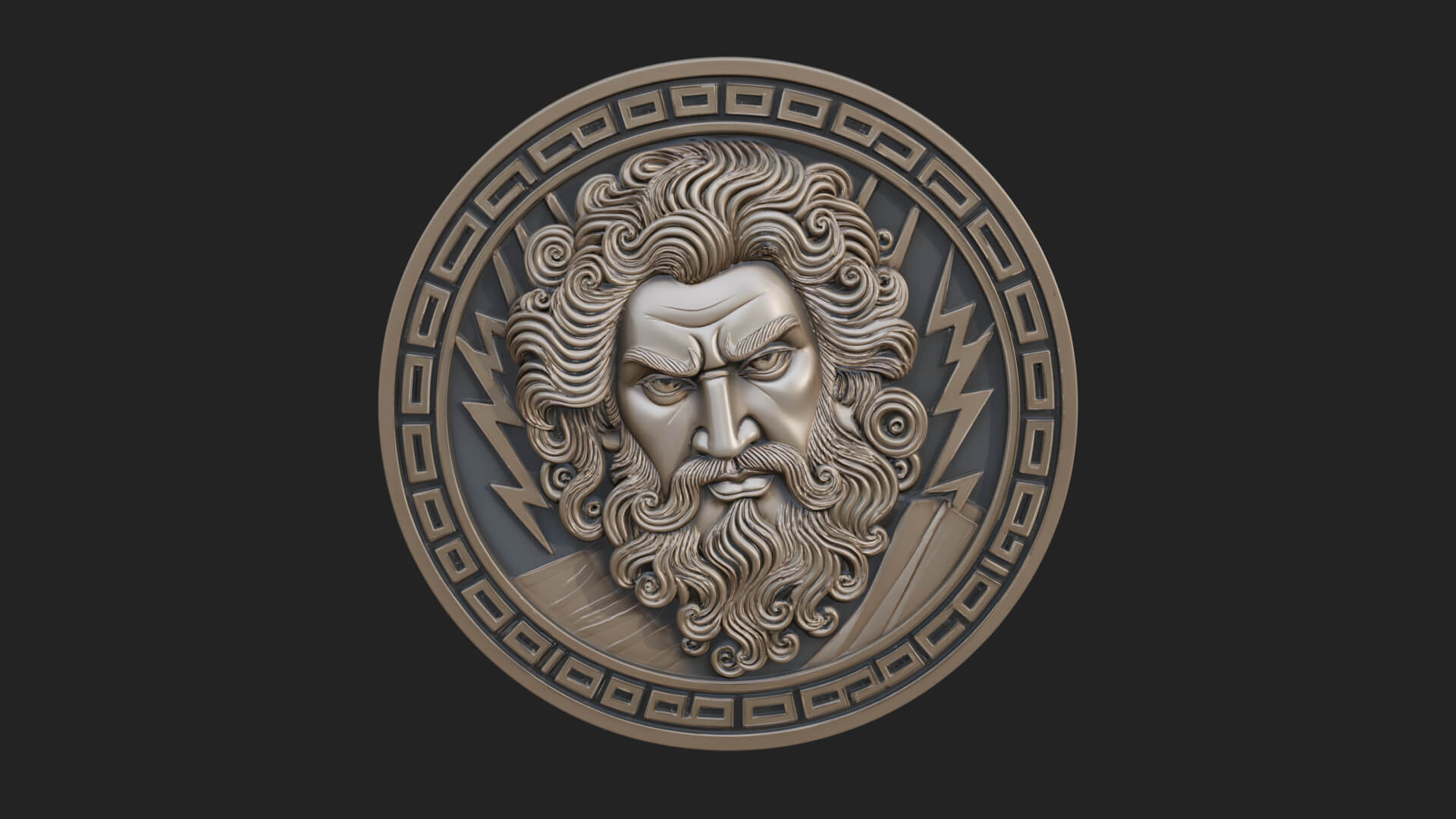 Lightning Sky God Oval Plaque Design 9 3D Print Model 3D Model