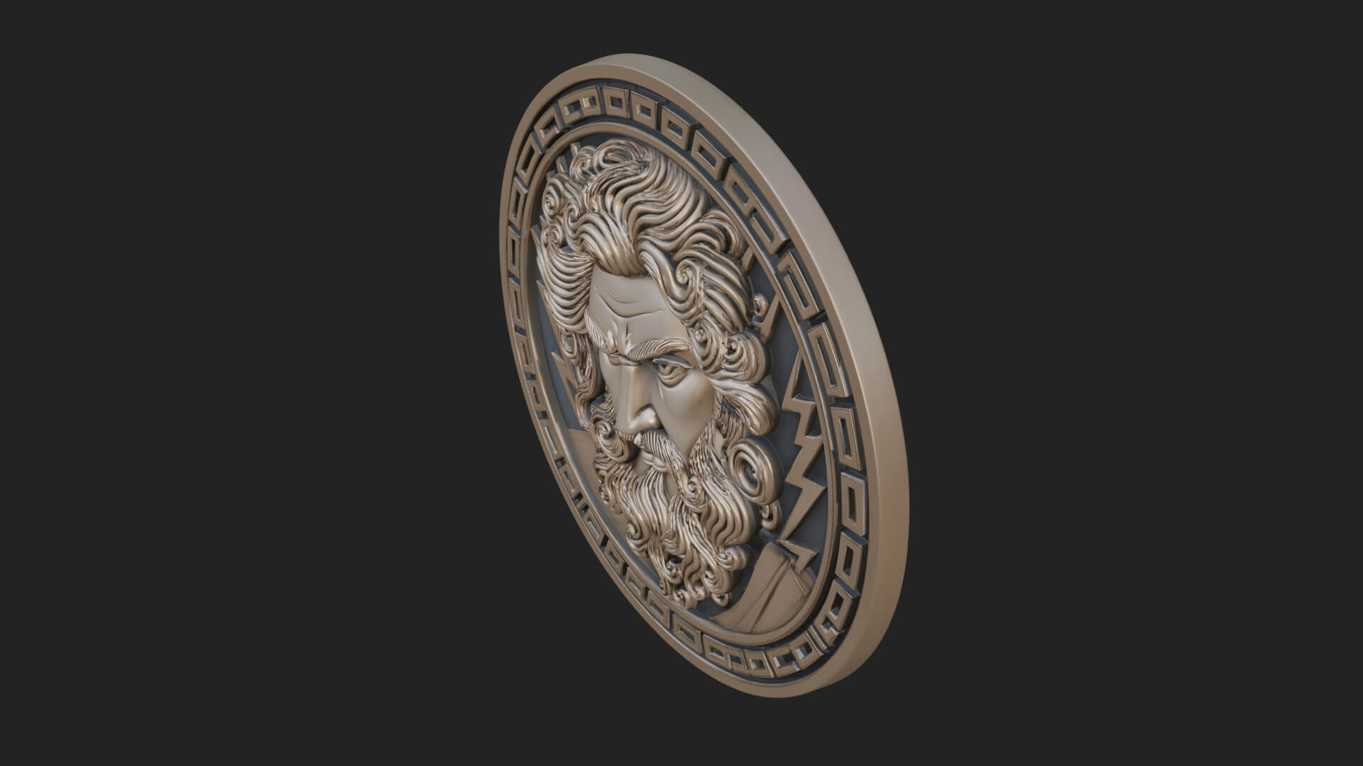 Lightning Sky God Oval Plaque Design 9 3D Print Model 3D Model