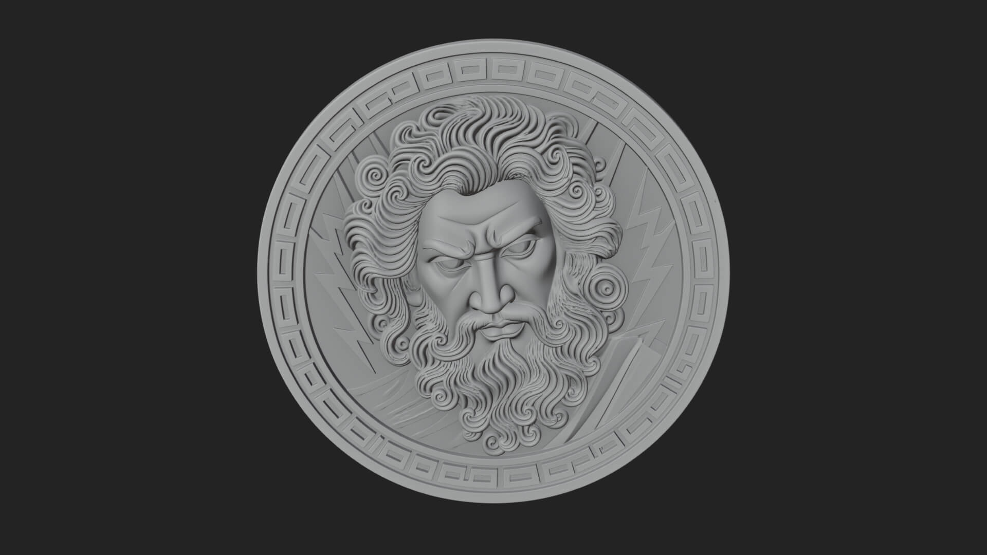 Lightning Sky God Oval Plaque Design 9 3D Print Model 3D Model