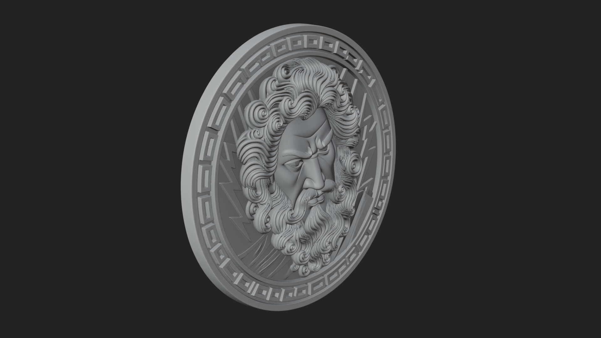 Lightning Sky God Oval Plaque Design 9 3D Print Model 3D Model