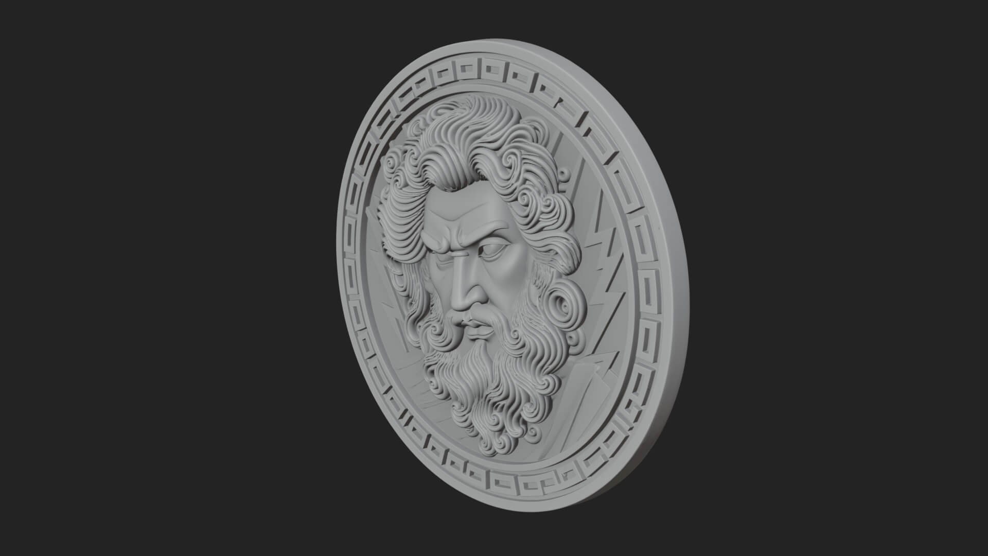 Lightning Sky God Oval Plaque Design 9 3D Print Model 3D Model