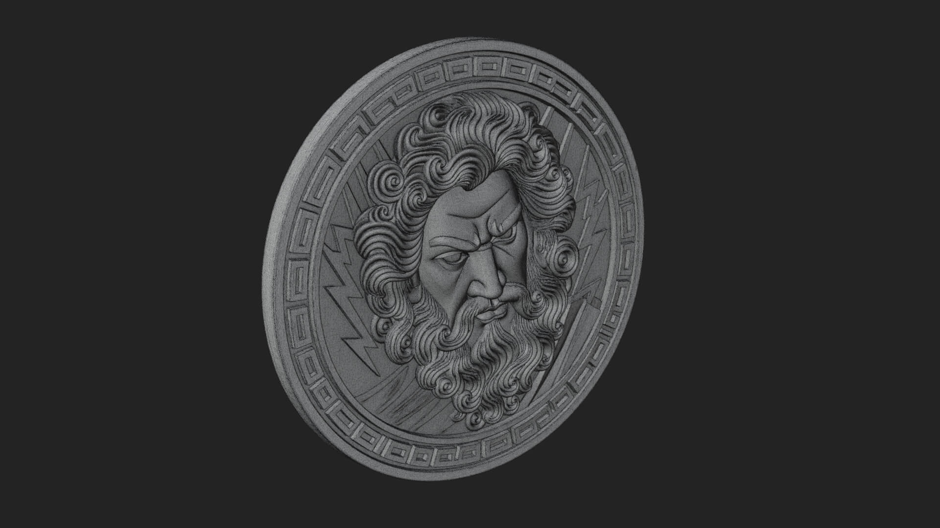 Lightning Sky God Oval Plaque Design 9 3D Print Model 3D Model