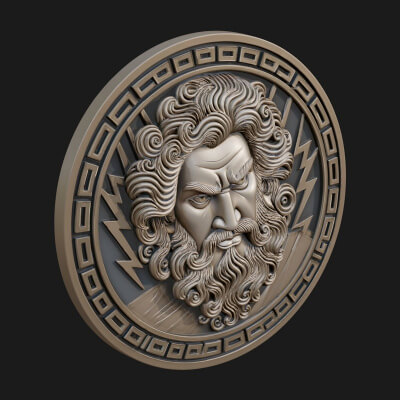 Lightning Sky God Oval Plaque Design 9 3D Print Model
