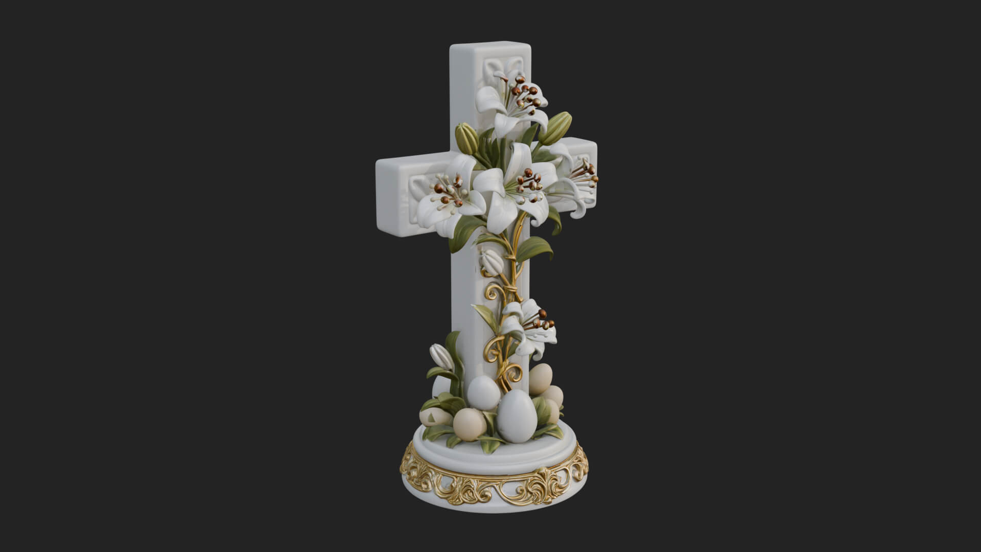 Lily Easter Cross Statue Design 1 3D Print Model 3D Model