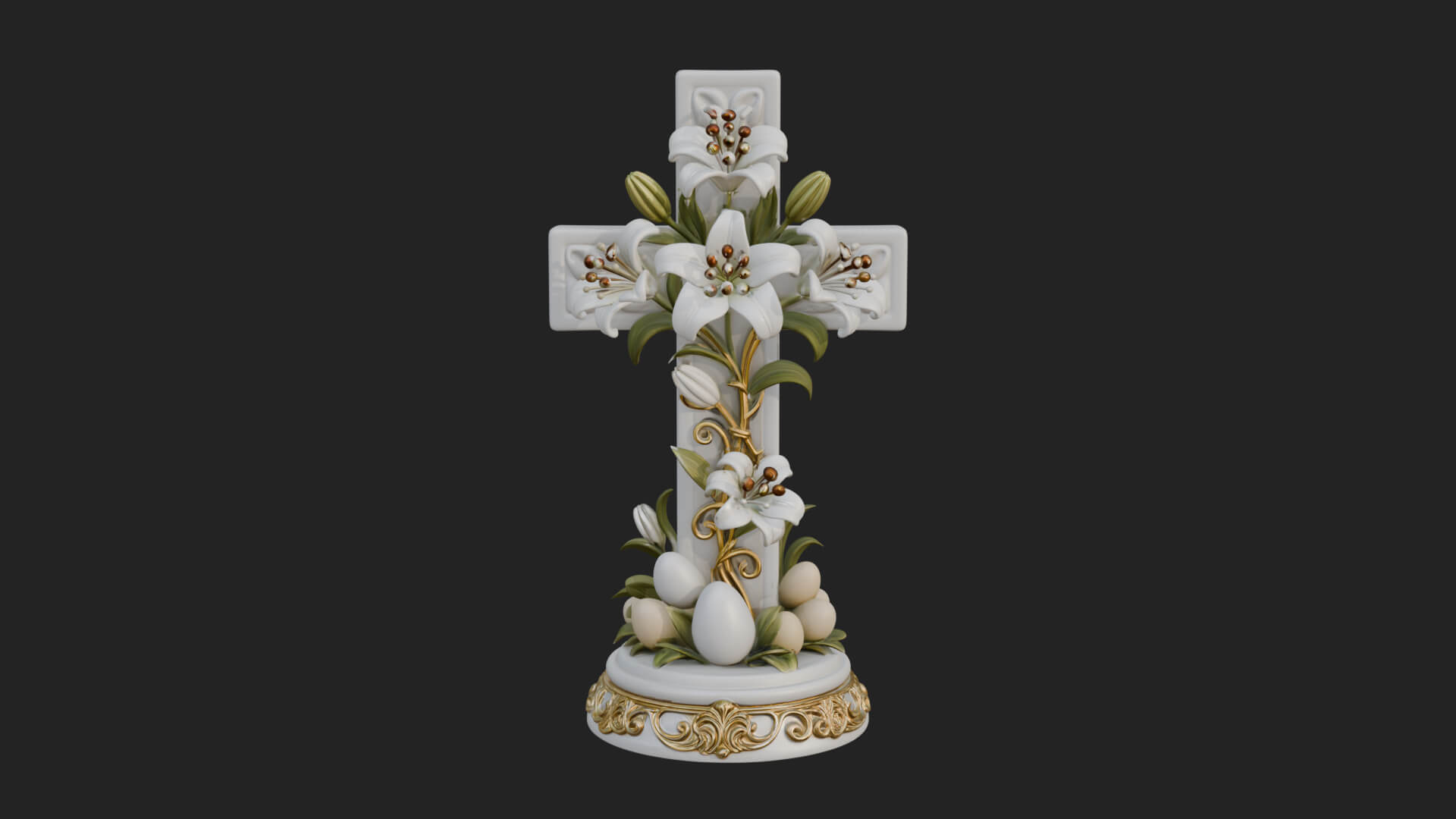 Lily Easter Cross Statue Design 1 3D Print Model 3D Model