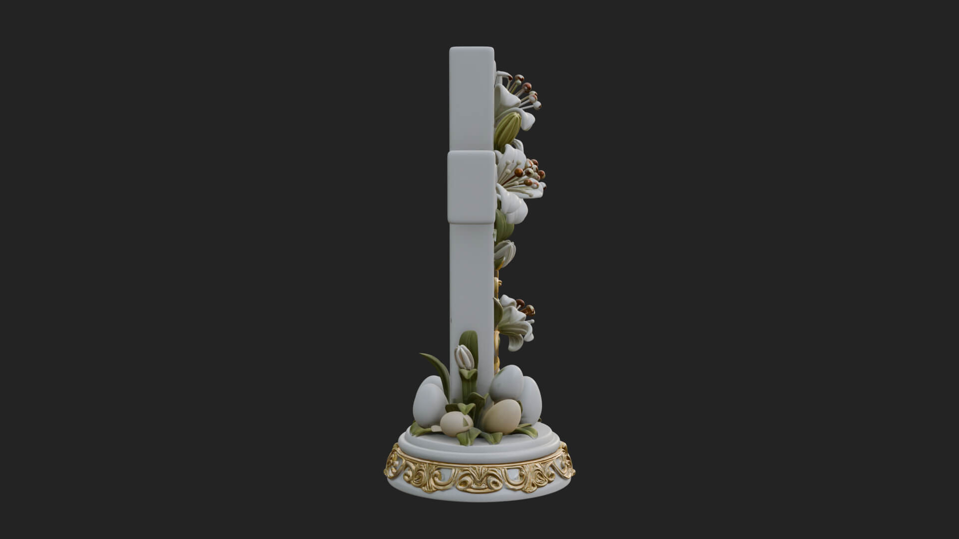 Lily Easter Cross Statue Design 1 3D Print Model 3D Model