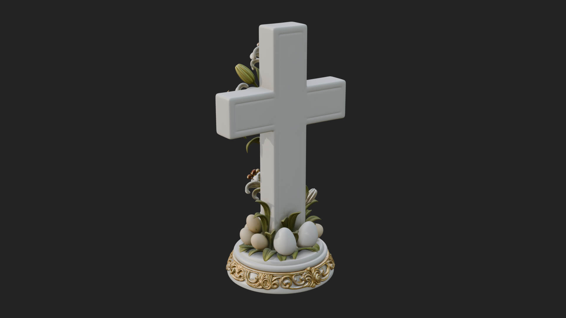 Lily Easter Cross Statue Design 1 3D Print Model 3D Model