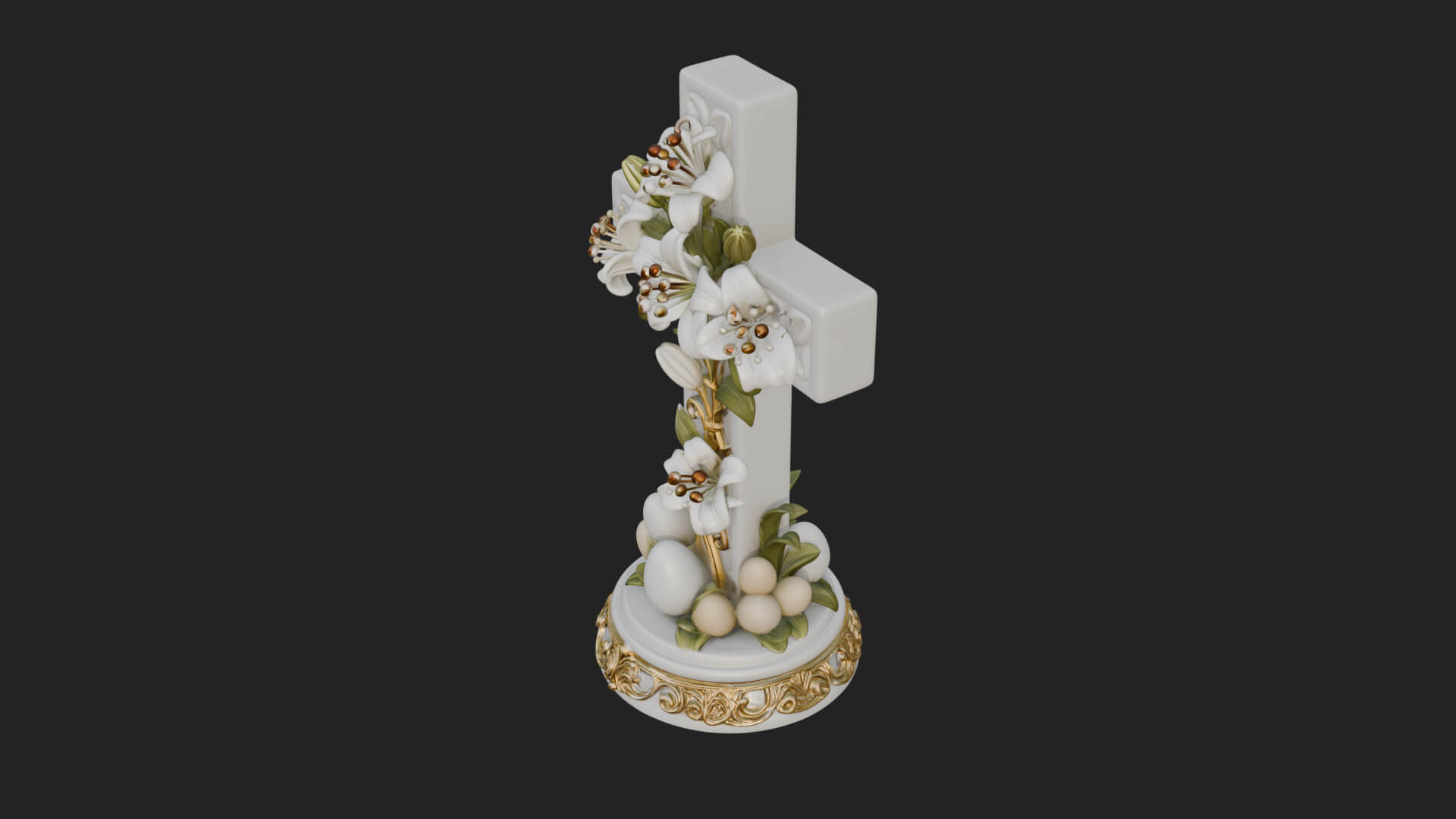 Lily Easter Cross Statue Design 1 3D Print Model 3D Model