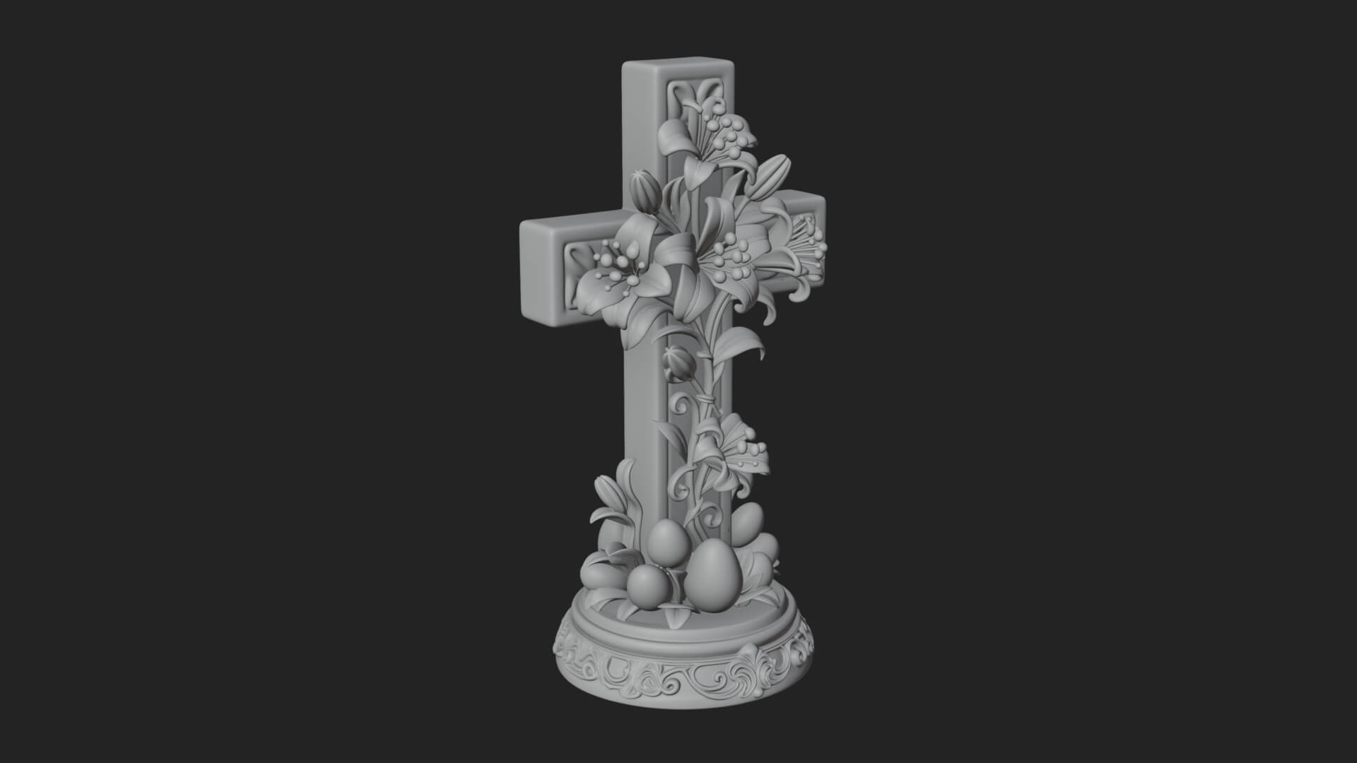 Lily Easter Cross Statue Design 1 3D Print Model 3D Model