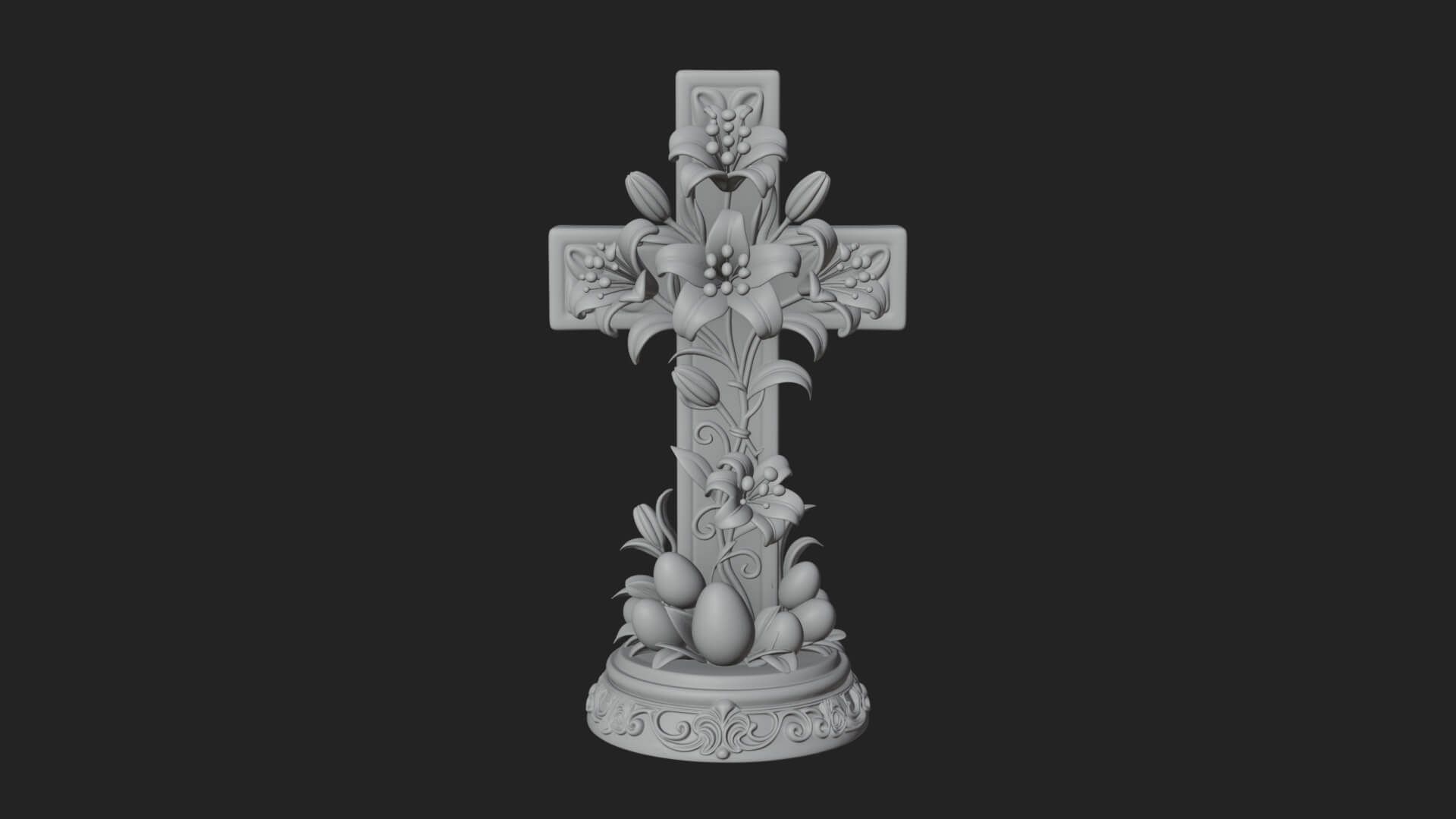 Lily Easter Cross Statue Design 1 3D Print Model 3D Model