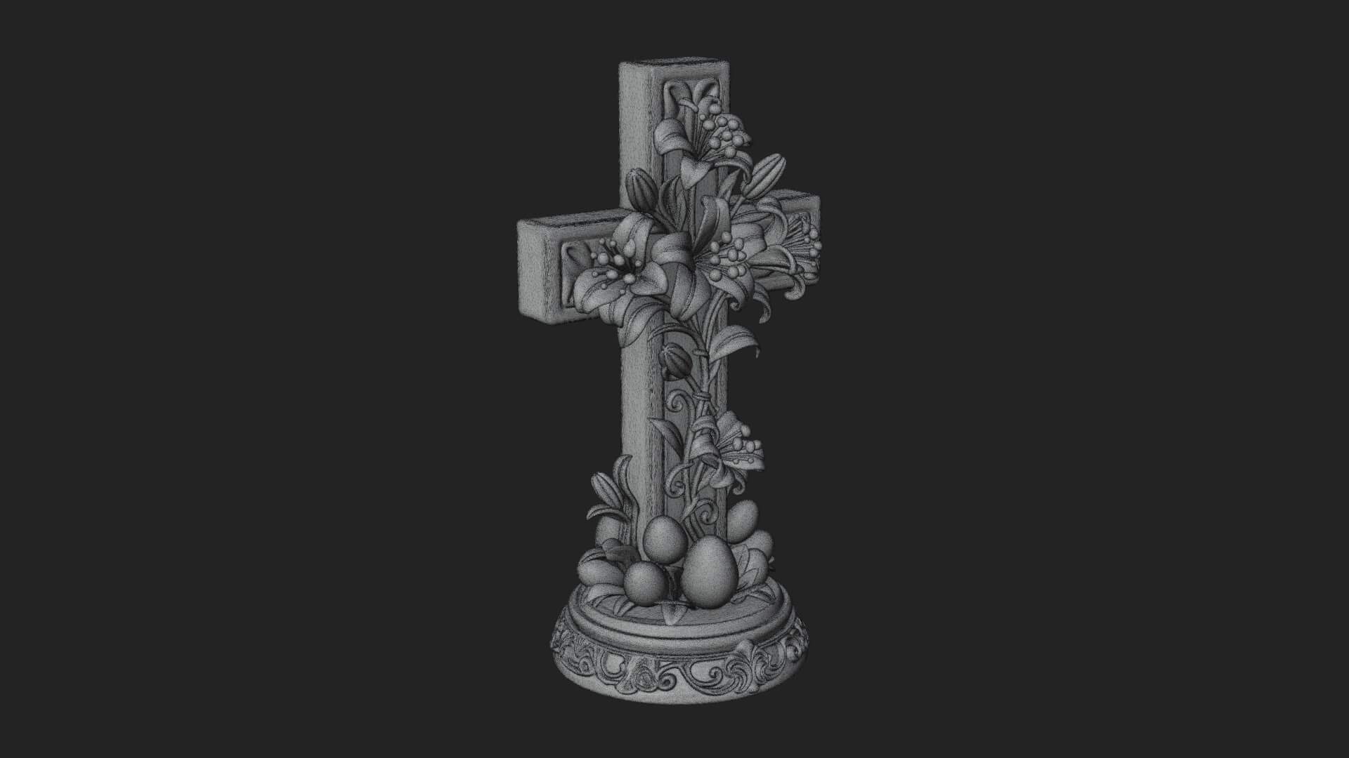 Lily Easter Cross Statue Design 1 3D Print Model 3D Model