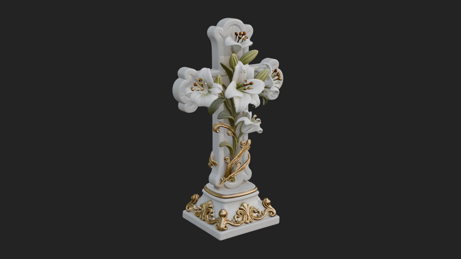 Lily Easter Cross Statue Design 2 3D Print Model 3D Model