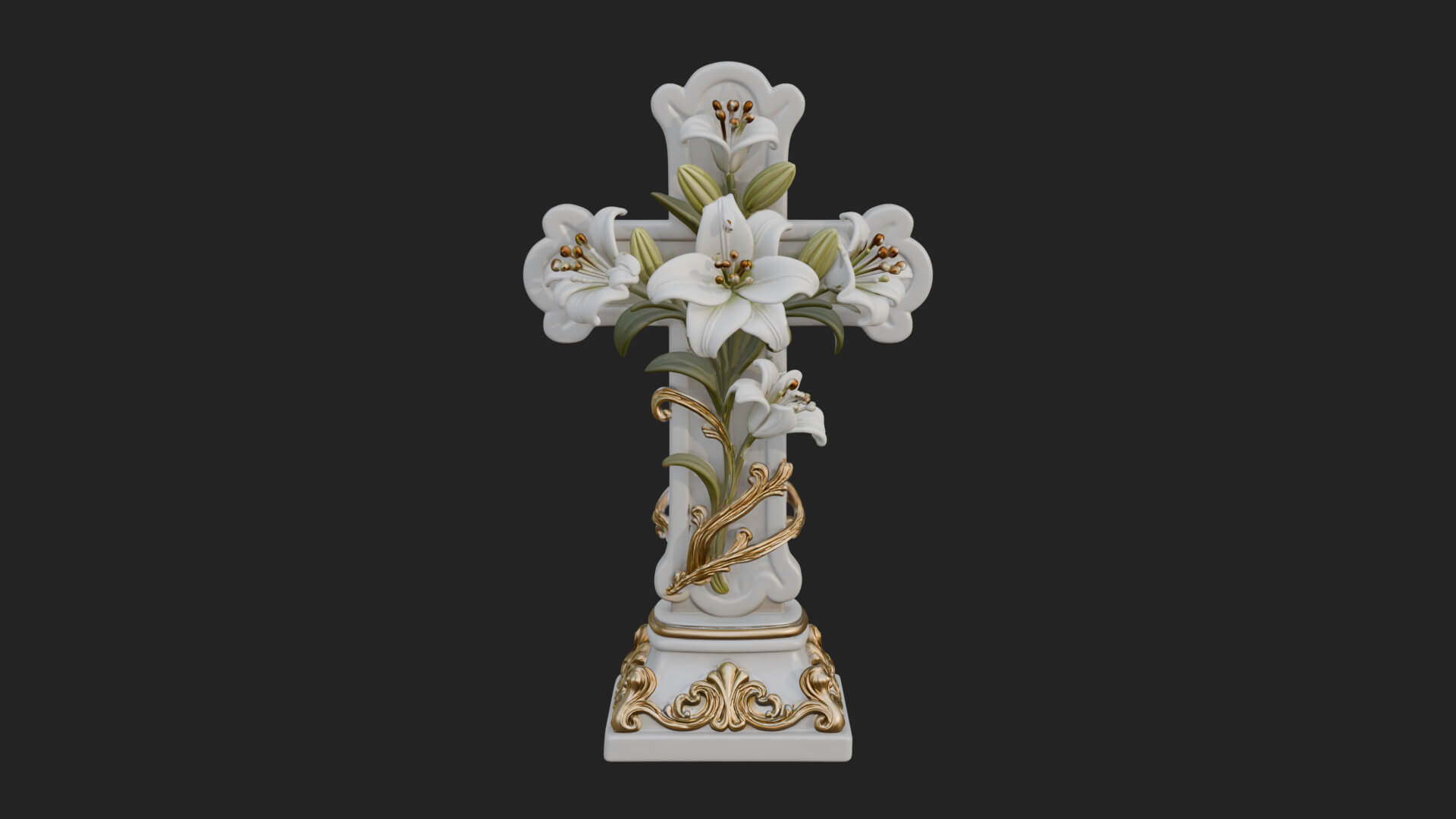 Lily Easter Cross Statue Design 2 3D Print Model 3D Model