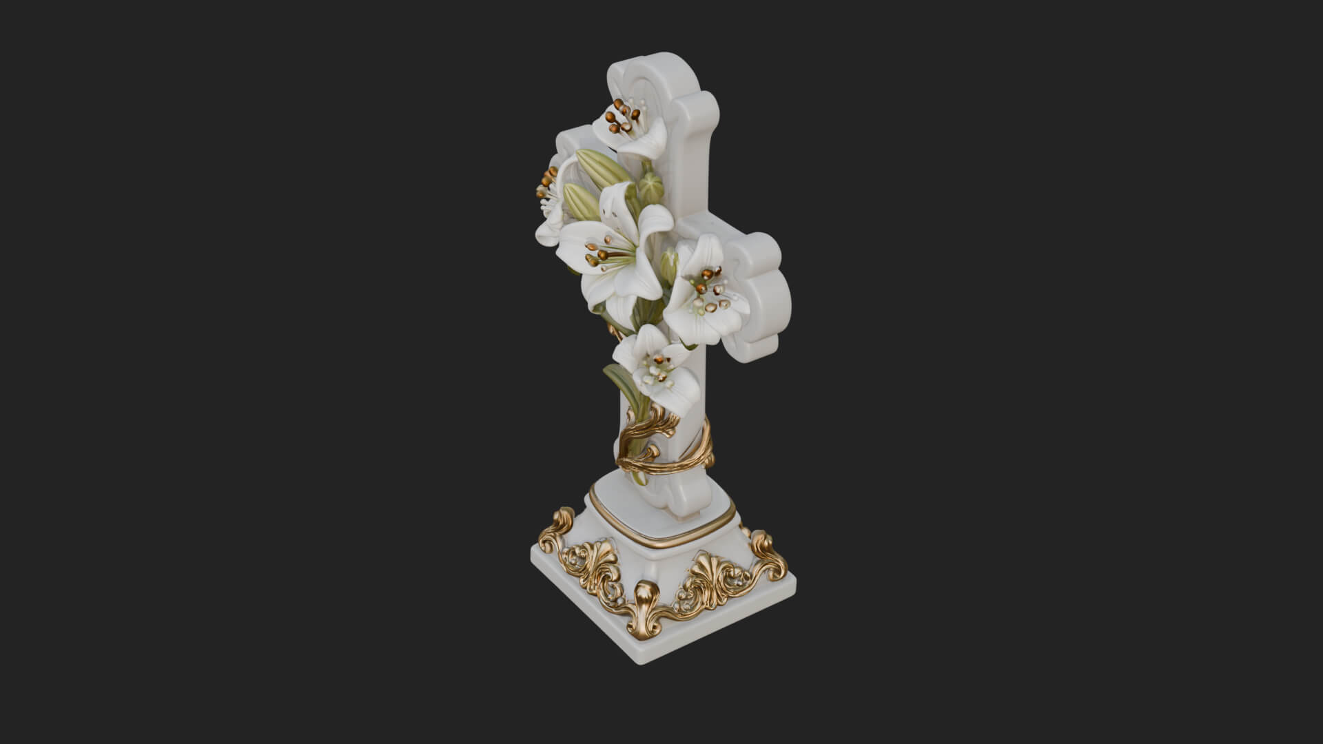 Lily Easter Cross Statue Design 2 3D Print Model 3D Model