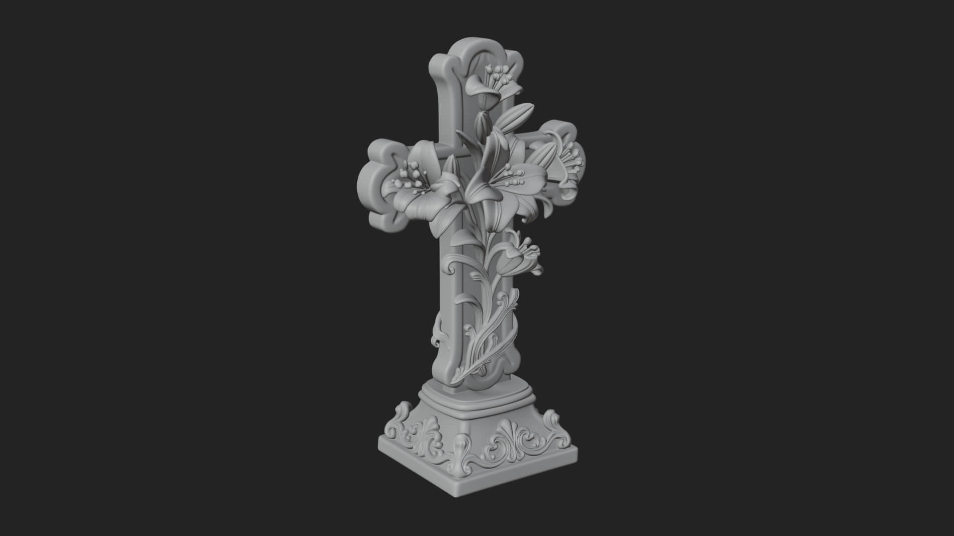 Lily Easter Cross Statue Design 2 3D Print Model 3D Model