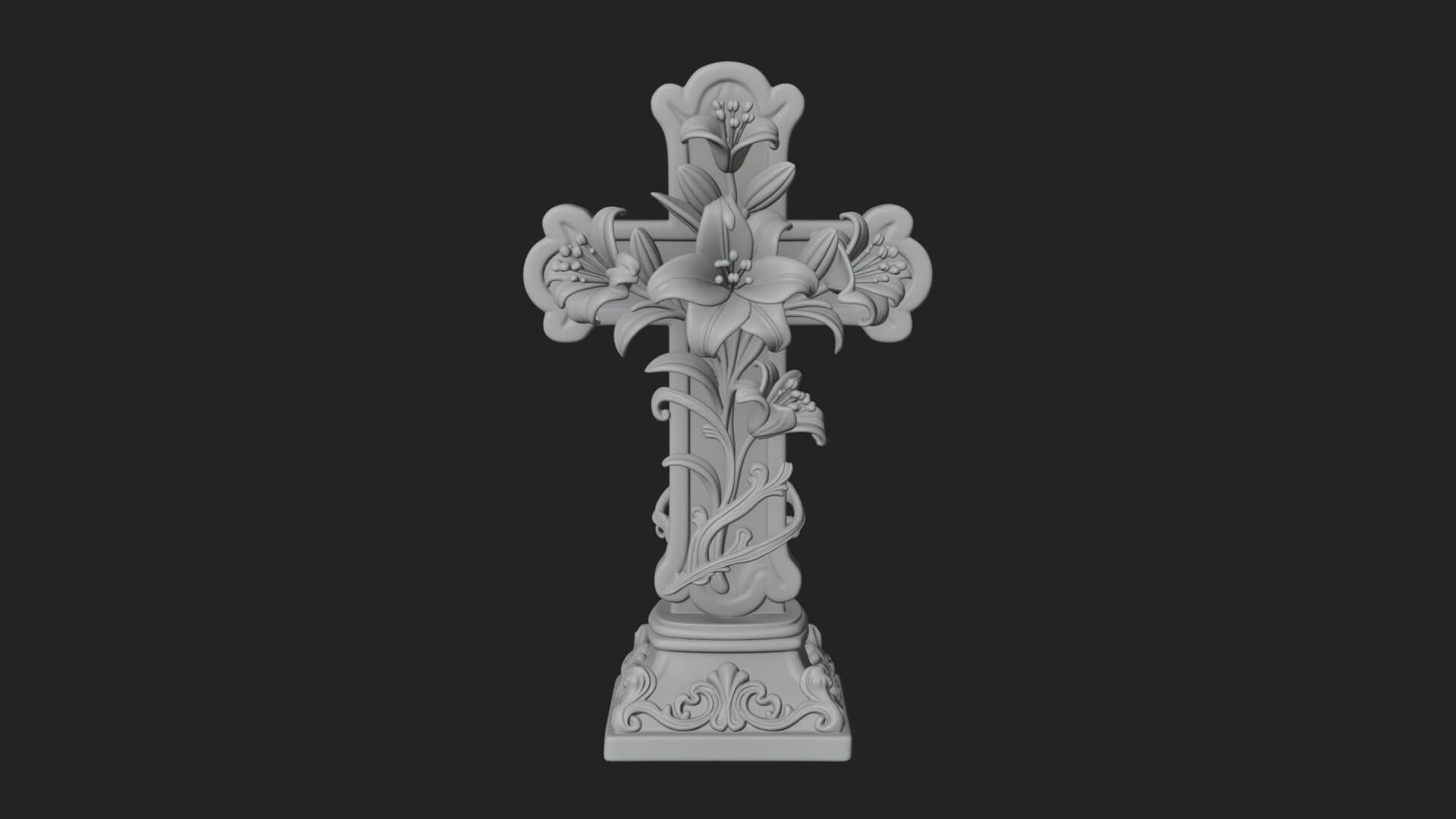 Lily Easter Cross Statue Design 2 3D Print Model 3D Model