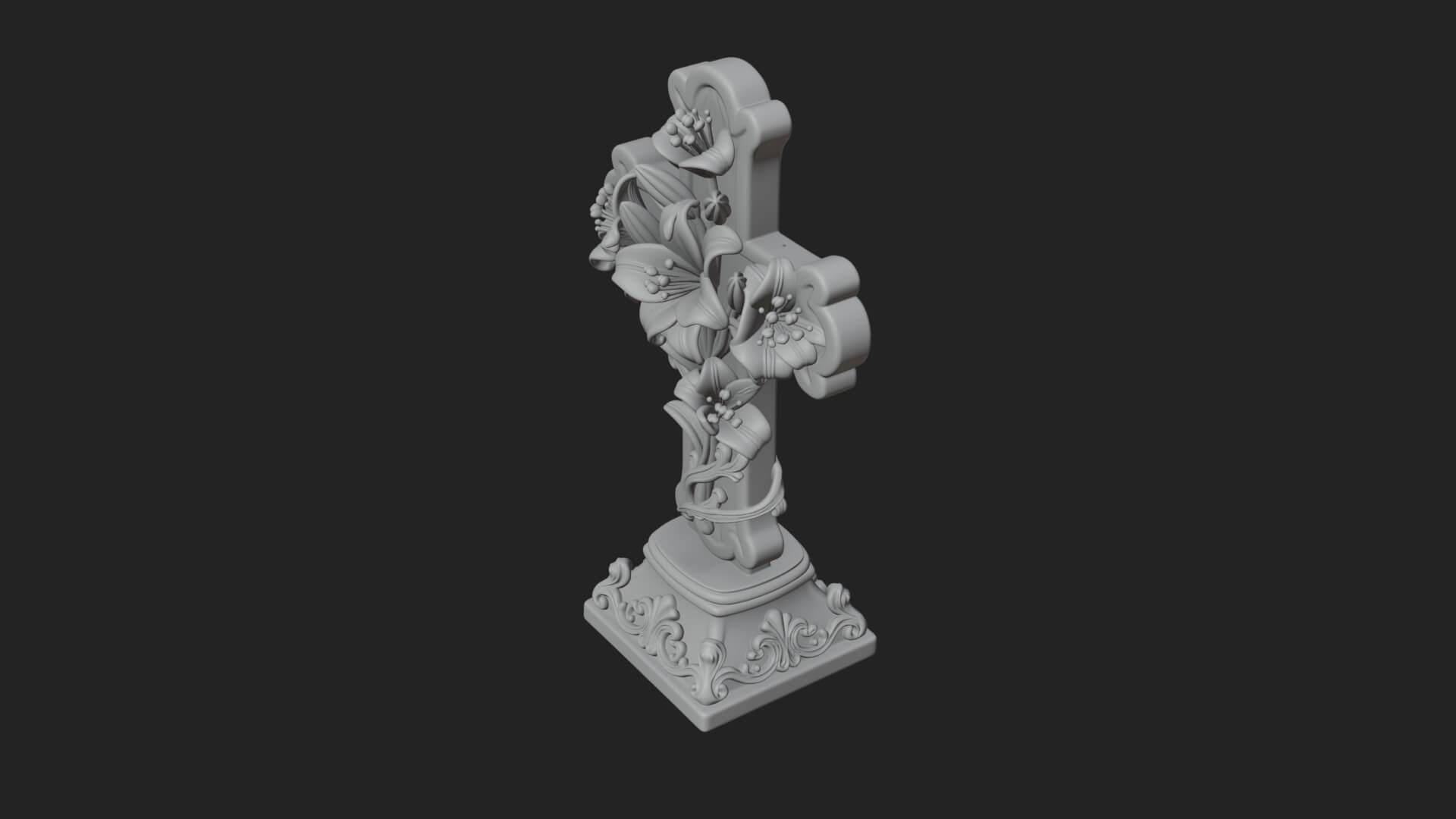 Lily Easter Cross Statue Design 2 3D Print Model 3D Model